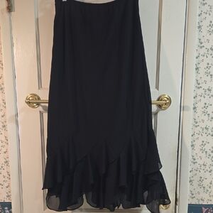 J.B.S. Black High-Low Ruffle Midi Skirt